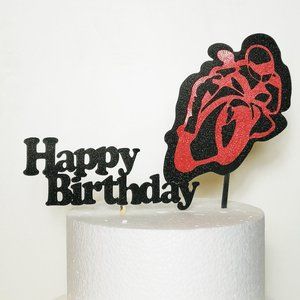 3D MotorBike Cornering Happy Birthday Cake Topper